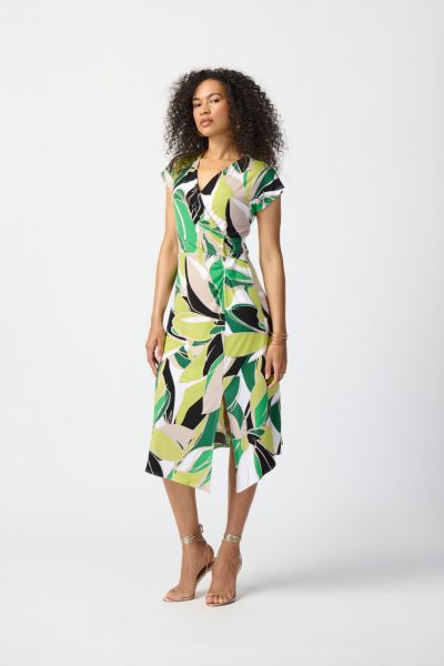 Joseph Ribkoff Vanilla/Multi Tropical Print Dress Style 241201
