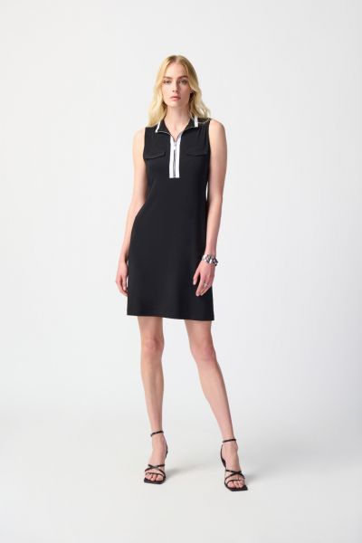 Joseph Ribkoff Black/Vanilla Sleeveless Shift Dress Style 241208