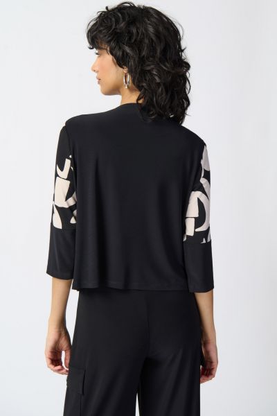 Joseph Ribkoff Black/Moonstone Abstract Print Jacket Style 241223