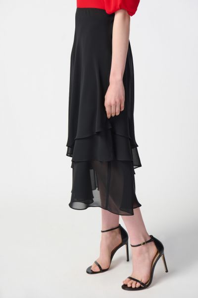 Joseph Ribkoff Black Layered Chiffon Skirt Style 241232