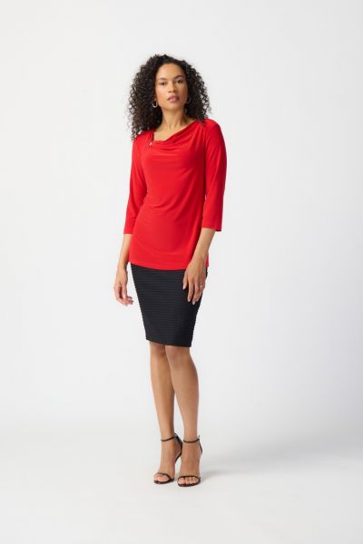 Joseph Ribkoff Radiant Red Cowl Neck Top Style 241241