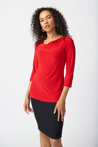 Joseph Ribkoff Radiant Red Cowl Neck Top Style 241241