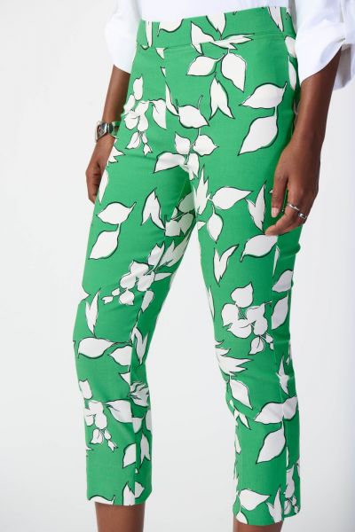 Joseph Ribkoff Green/Multi Leaf Print Pull-On Pants 241267