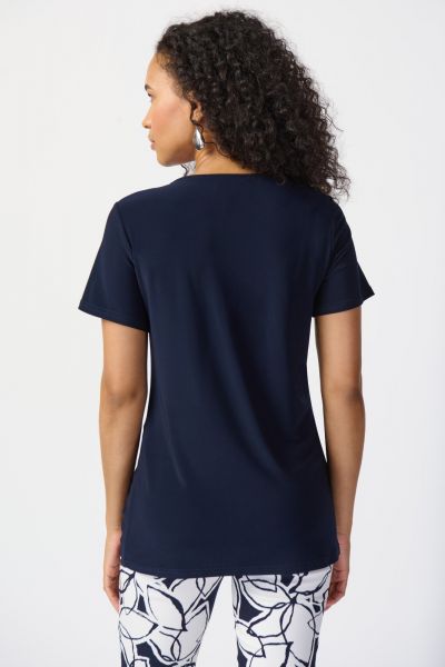 Joseph Ribkoff Midnight Blue Top with Knot Detail Style 241290