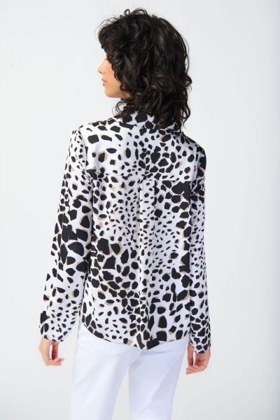 Joseph Ribkoff Vanilla/Multi Animal Print Top with Cowl Neckline Style 241303