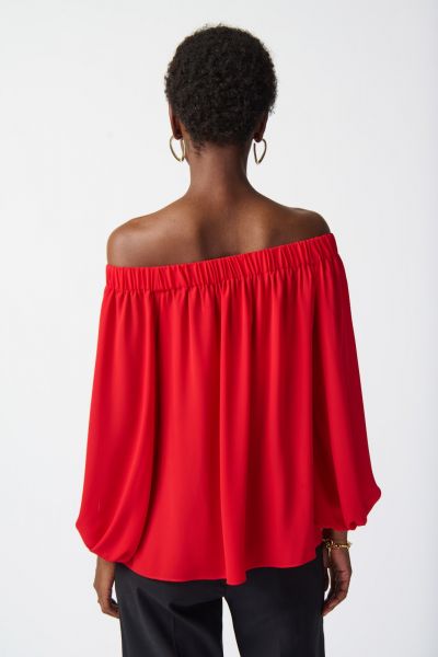 Joseph Ribkoff Radiant Red Off-Shoulder Flared Top Style 241304