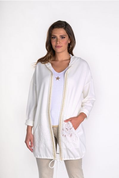 Frank Lyman White Floral Lace Cardigan Style 241340U