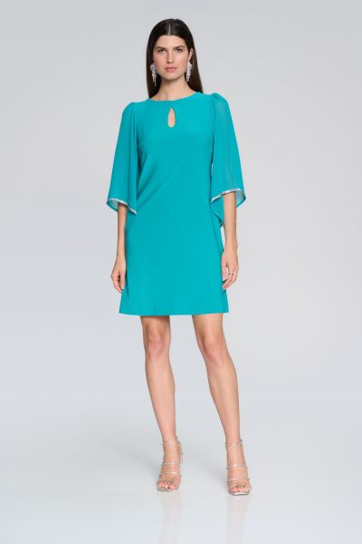 Joseph Ribkoff Ocean Blue Dress with Chiffon Sleeves Style 241709