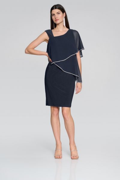 Joseph Ribkoff Midnight Blue Asymmetrical Sheath Dress Style 241721