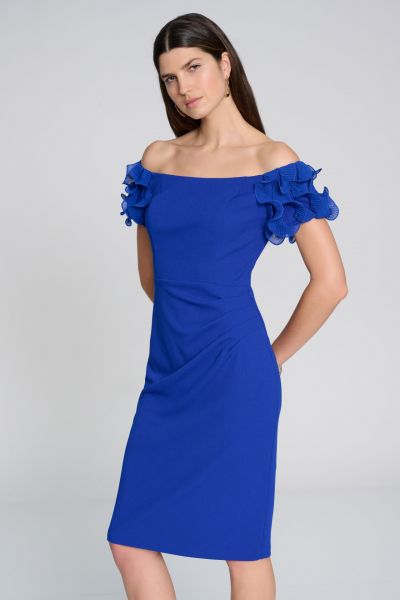 Joseph Ribkoff Royal Sapphire Off-the-Shoulder Sheath Dress Style 241740