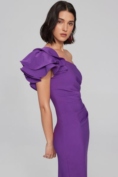 Joseph Ribkoff Majesty One-Shoulder Sheath Dress Style 241755