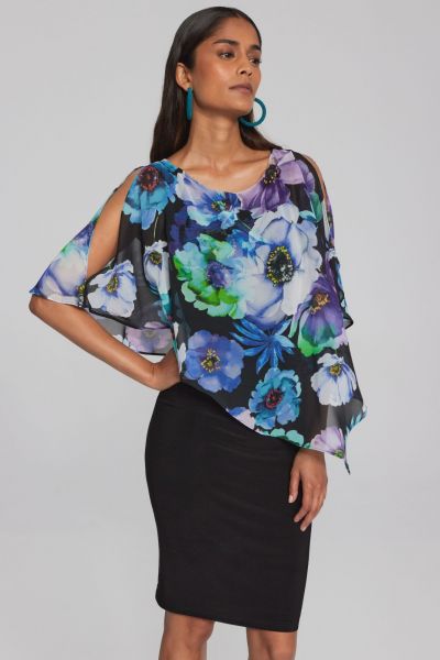 Joseph Ribkoff Black/Multi Floral Print Dress Style 241768