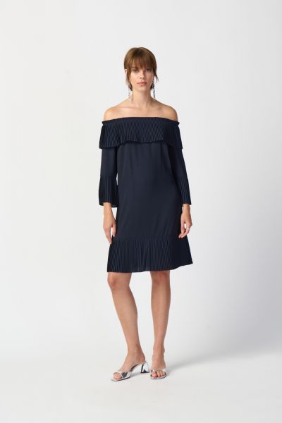 Joseph Ribkoff Midnight Blue Off-the-Shoulder A-line Dress Style 241907