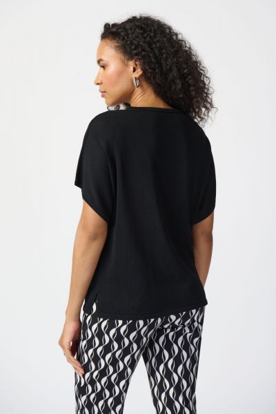 Joseph Ribkoff Black Sweater With Cutout Neckline Style 241915