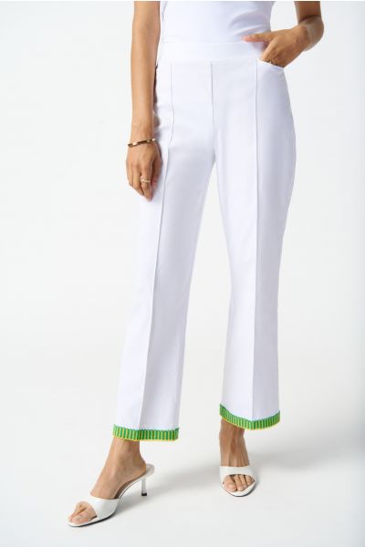 Joseph Ribkoff White/Multi Straight Pull-On Pants Style 242006