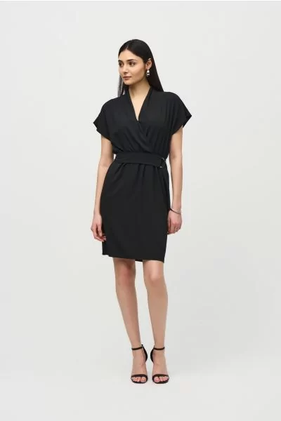 Joseph Ribkoff Wrap Dress Black Beige – MMJs Fashion