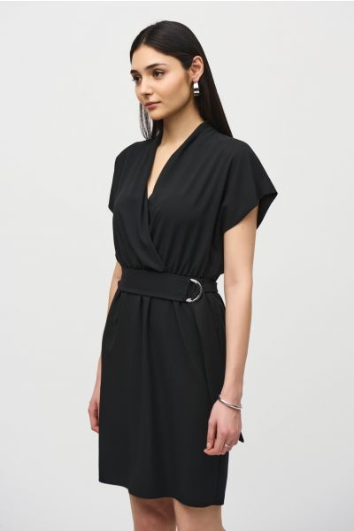 Joseph Ribkoff Black Belted Wrap Dress Style 242013
