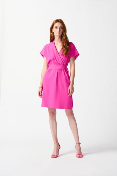 Joseph Ribkoff Ultra Pink Belted Wrap Dress Style 242013