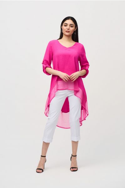 Joseph Ribkoff Ultra Pink High Low Flare Top Style 242066