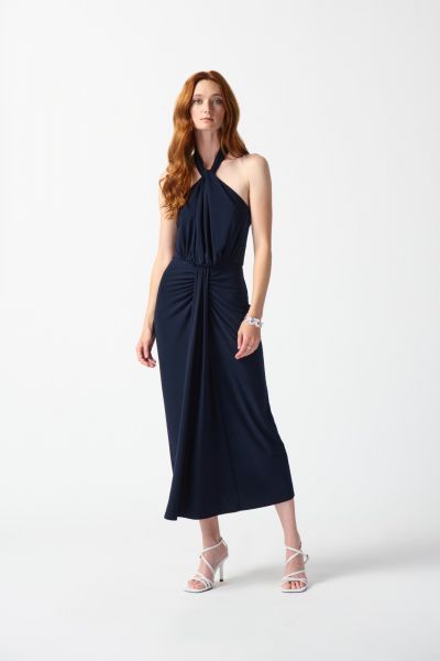 Joseph Ribkoff Midnight Blue Halter Dress Style 242071
