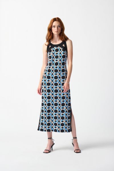 Joseph Ribkoff Black/Multi Geometric Print Maxi Dress Style 242080