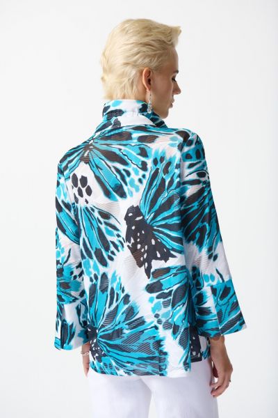 Joseph Ribkoff Vanilla/Multi Butterfly Print Trapeze Jacket Style 242106