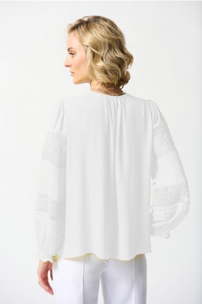 Joseph Ribkoff Off-White Georgette Puff Sleeve Top Style 242124