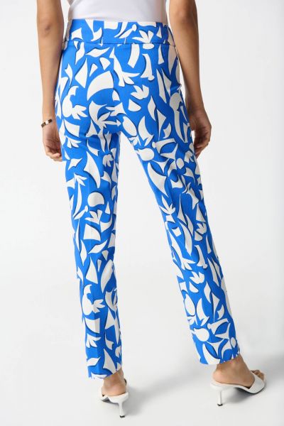 Joseph Ribkoff Blue/Vanilla Abstract Print Cropped Pants Style 242139