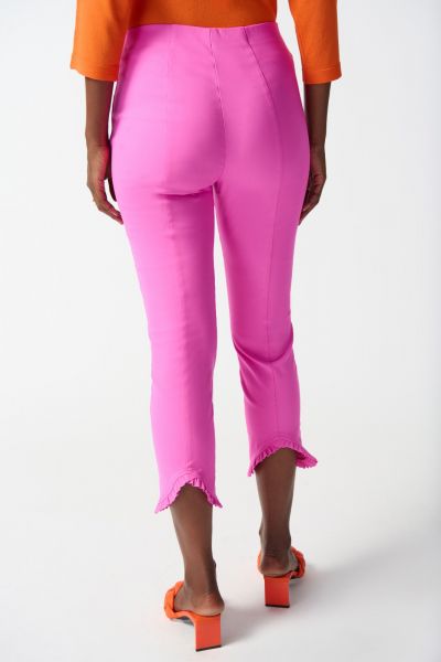 Joseph Ribkoff Pink Crop Pants With Ruffles Style 242145