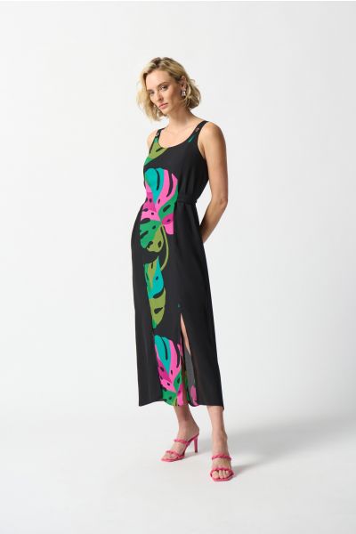 Joseph Ribkoff Black/Multi Tropical Print Dress Style 242163