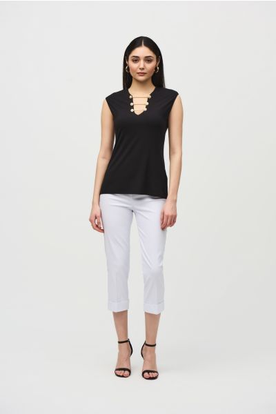 Joseph Ribkoff Black Bamboo Jersey Fitted Top Style 242181