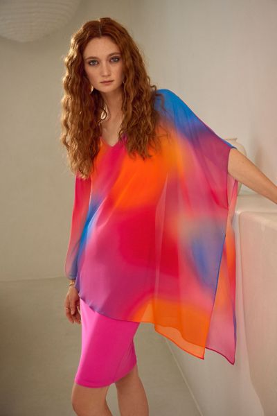 Joseph Ribkoff Ombré Print Layered Poncho Dress Style 242207