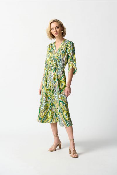 Joseph Ribkoff Vanilla/Multi Paisley Print Shirt Dress Style 242208