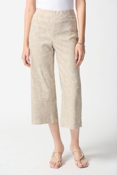 Joseph Ribkoff Dune/Vanilla Geometric Print Pull-On Culotte Pants Style 242220