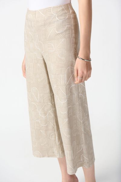 Joseph Ribkoff Dune/Vanilla Geometric Print Pull-On Culotte Pants Style 242220
