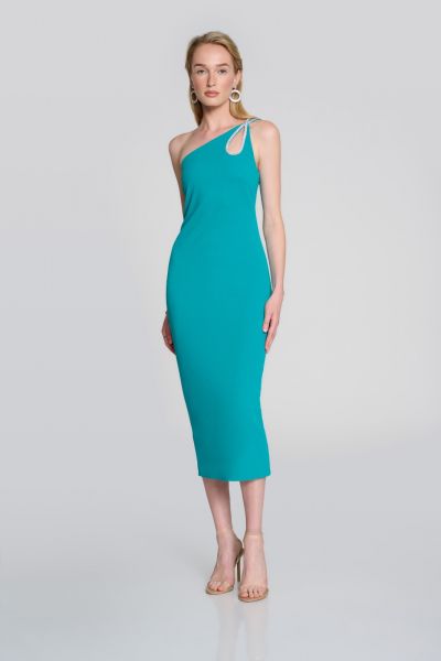 Joseph Ribkoff Ocean Blue One-Shoulder Sheath Dress Style 242708