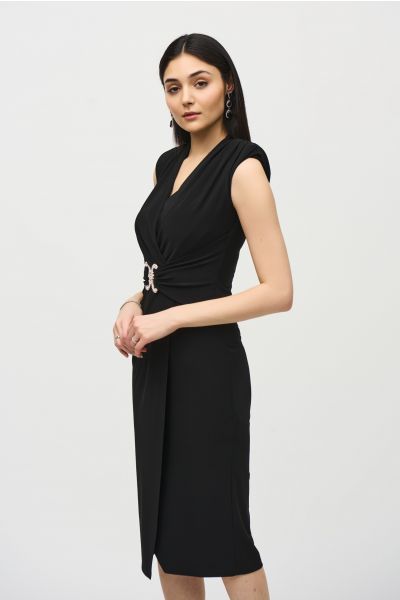 Joseph Ribkoff Black Sleeveless Wrap Dress Style 242711