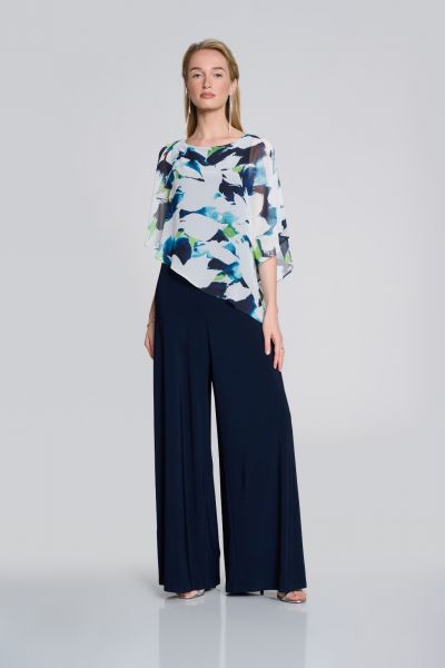 Joseph Ribkoff Vanilla/Multi Floral Print Jumpsuit Style 242726