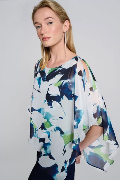 Joseph Ribkoff Vanilla/Multi Floral Print Jumpsuit Style 242726