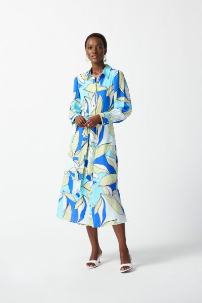 Joseph Ribkoff Vanilla/Multi Floral Print Shirt Dress Style 242911