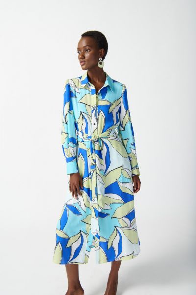 Joseph Ribkoff Vanilla/Multi Floral Print Shirt Dress Style 242911