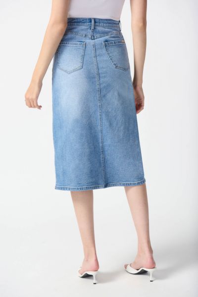 Joseph Ribkoff Light Blue Denim A-Line Skirt Style 242919