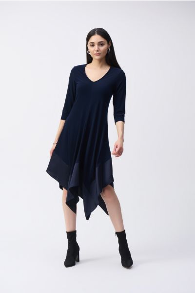 Joseph Ribkoff Midnight Blue Handkerchief Dress Style 243092