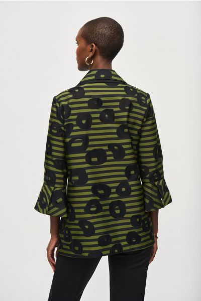 Joseph Ribkoff Black/Green Stripe Print Trapeze Jacket Style 243093