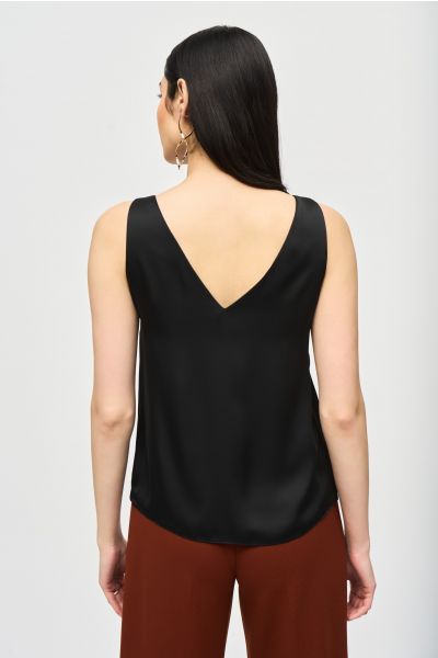 Joseph Ribkoff Black Satin Straight Sleeveless Top Style 243110