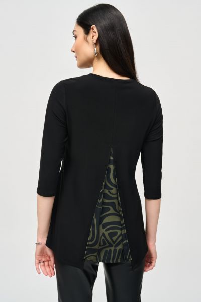 Joseph Ribkoff Black/Green Tunic With Abstract Print Layer Style 243123