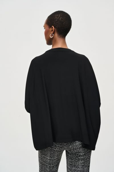 Joseph Ribkoff Black Top With Embellished Neckline Style 243164