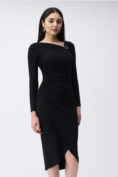 Joseph Ribkoff Black Draped Sheath Dress Style 243169