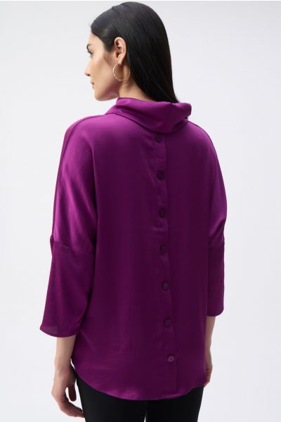 Joseph Ribkoff Empress Satin Cowl Collar Top Style 243189