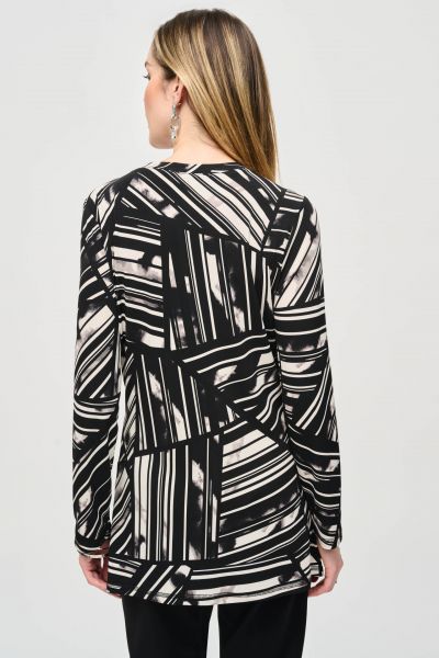 Joseph Ribkoff Black/Multi Abstract Stripe Top Style 243190
